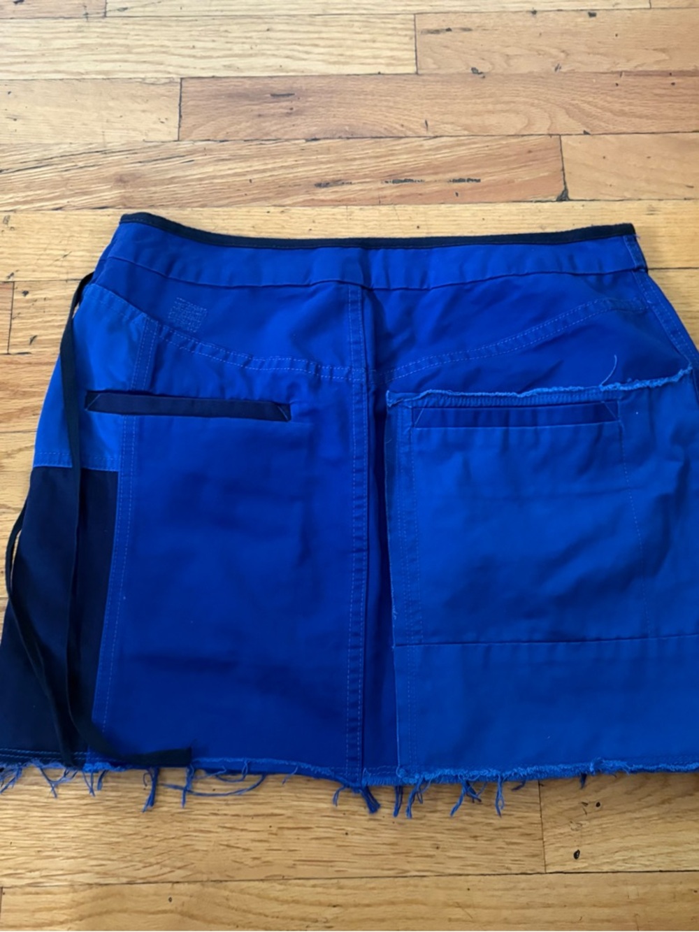Zadig & Voltaire Utility Mini Skirt Blue Cargo Snap Pocket Raw Hem Size Small - Picture 7 of 7